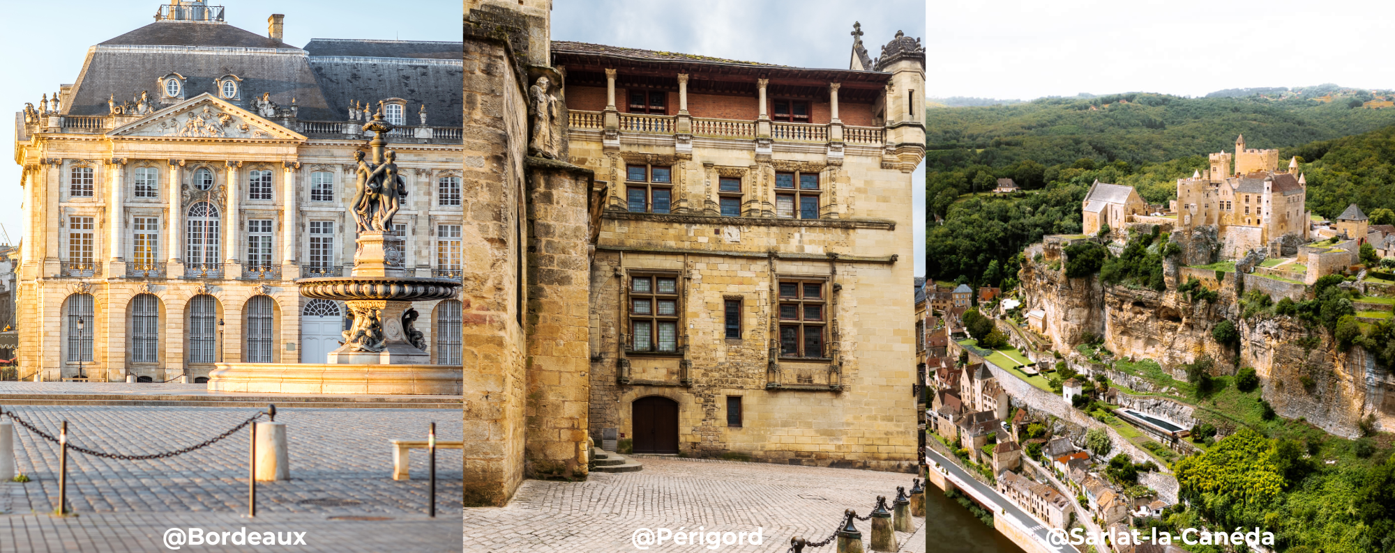 photo de différentes architectures de la région nouvelle aquitaine